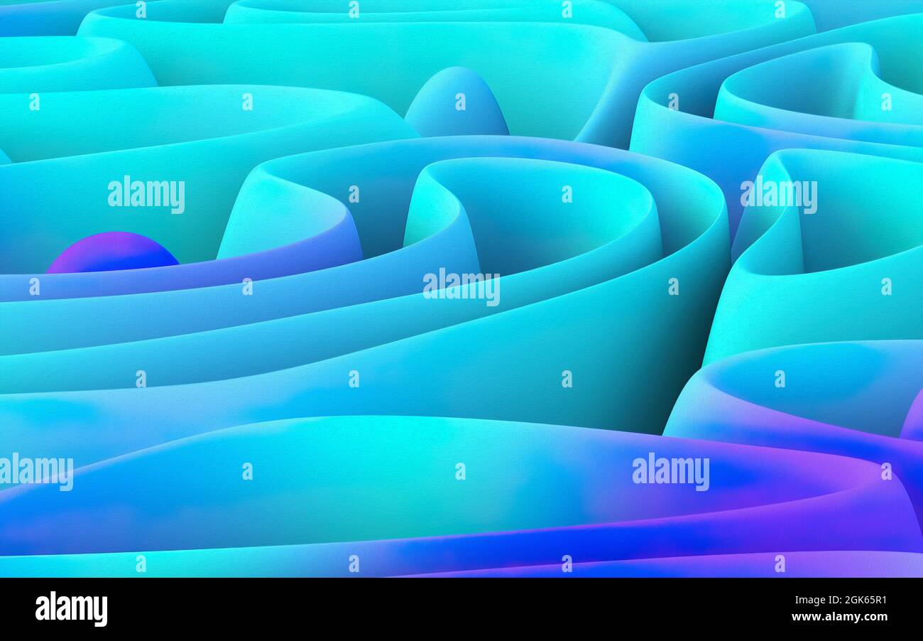 Illustrazione 3d di plastica blu, silicone, rivestimento opaco texture strati sfondo astratto. Elemento sfondo astratto. Foto Stock