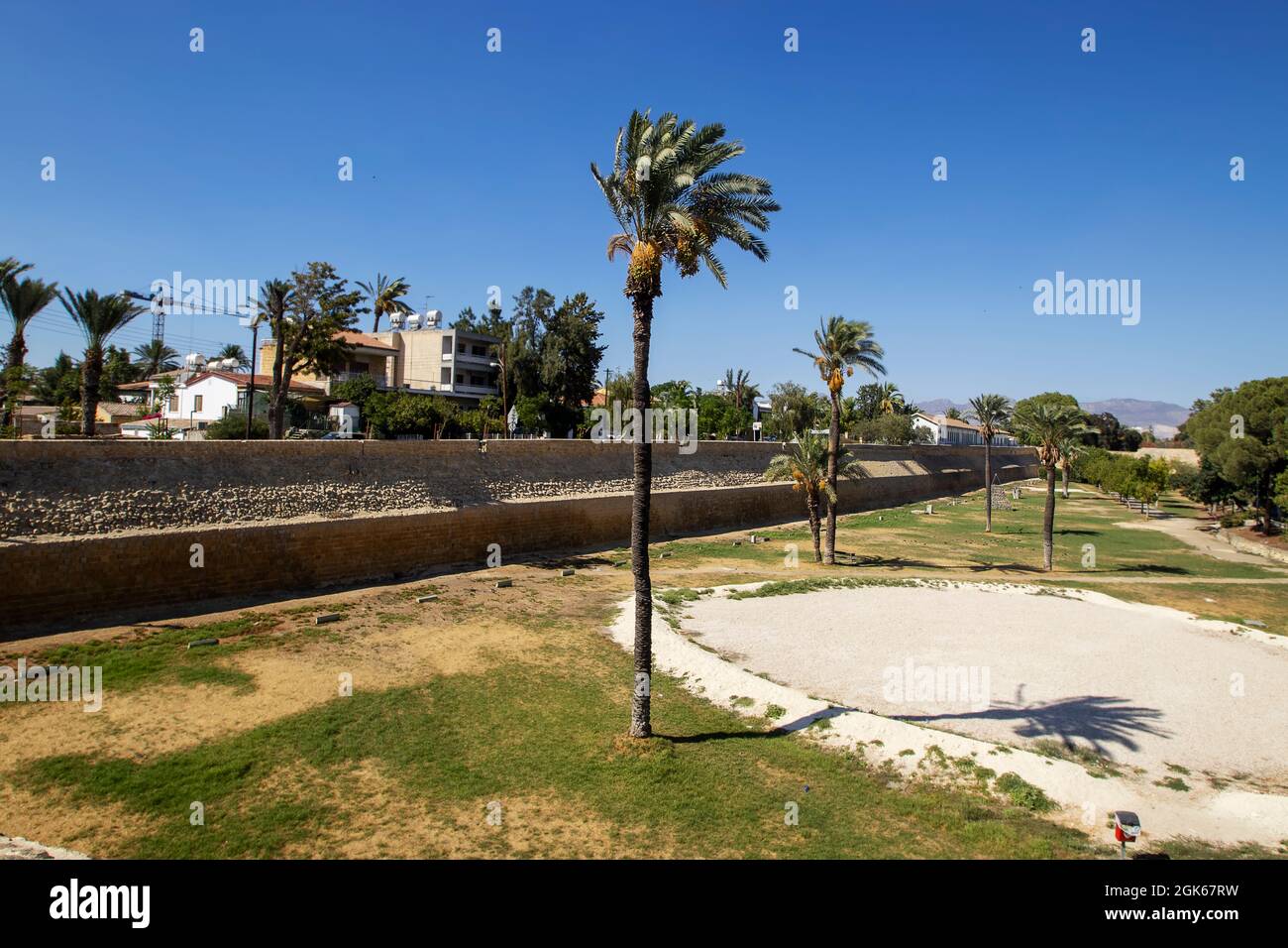 Una sezione delle mura veneziane di Nicosia, Cipro Foto Stock