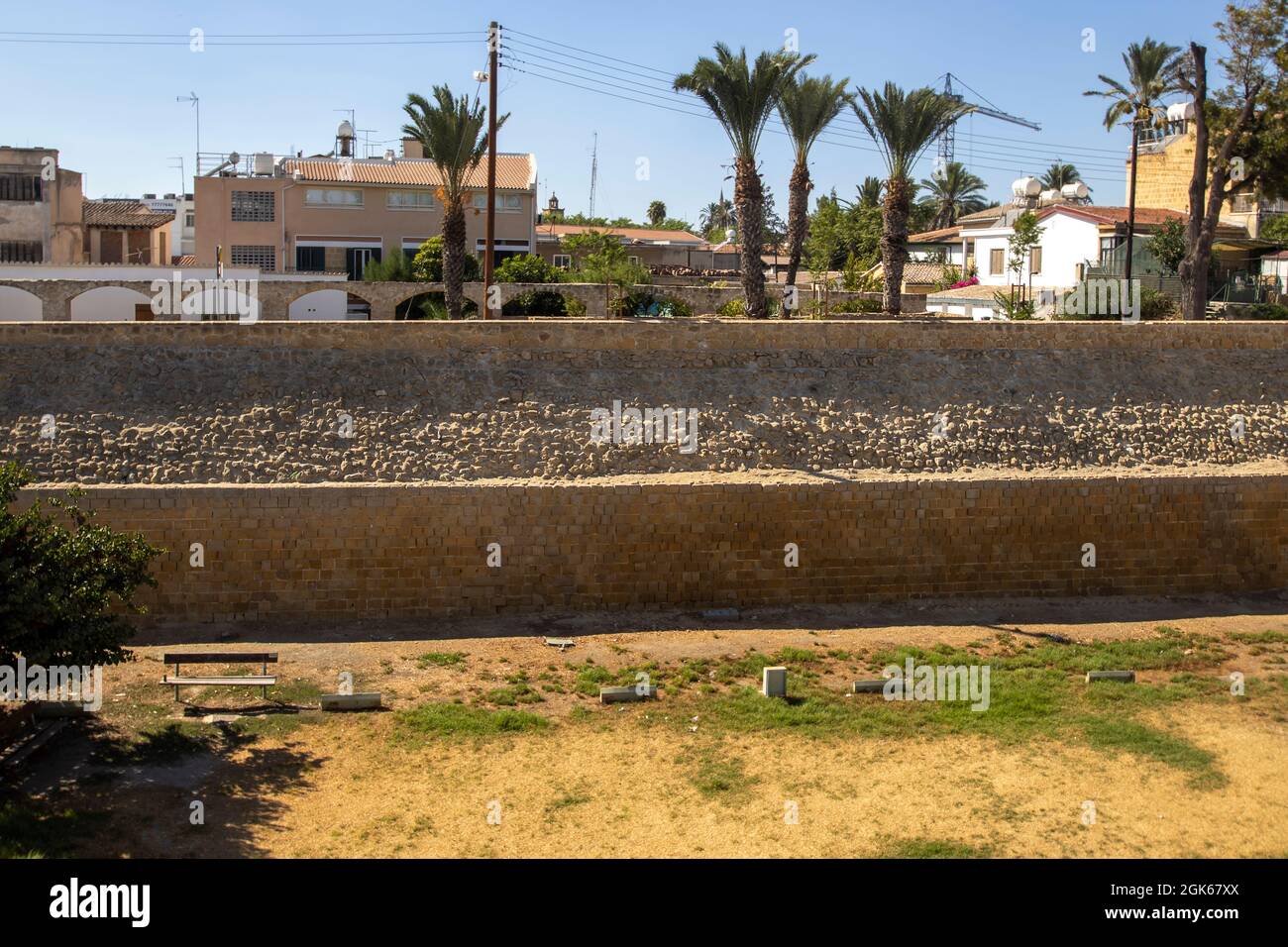 Una sezione delle mura veneziane di Nicosia, Cipro Foto Stock