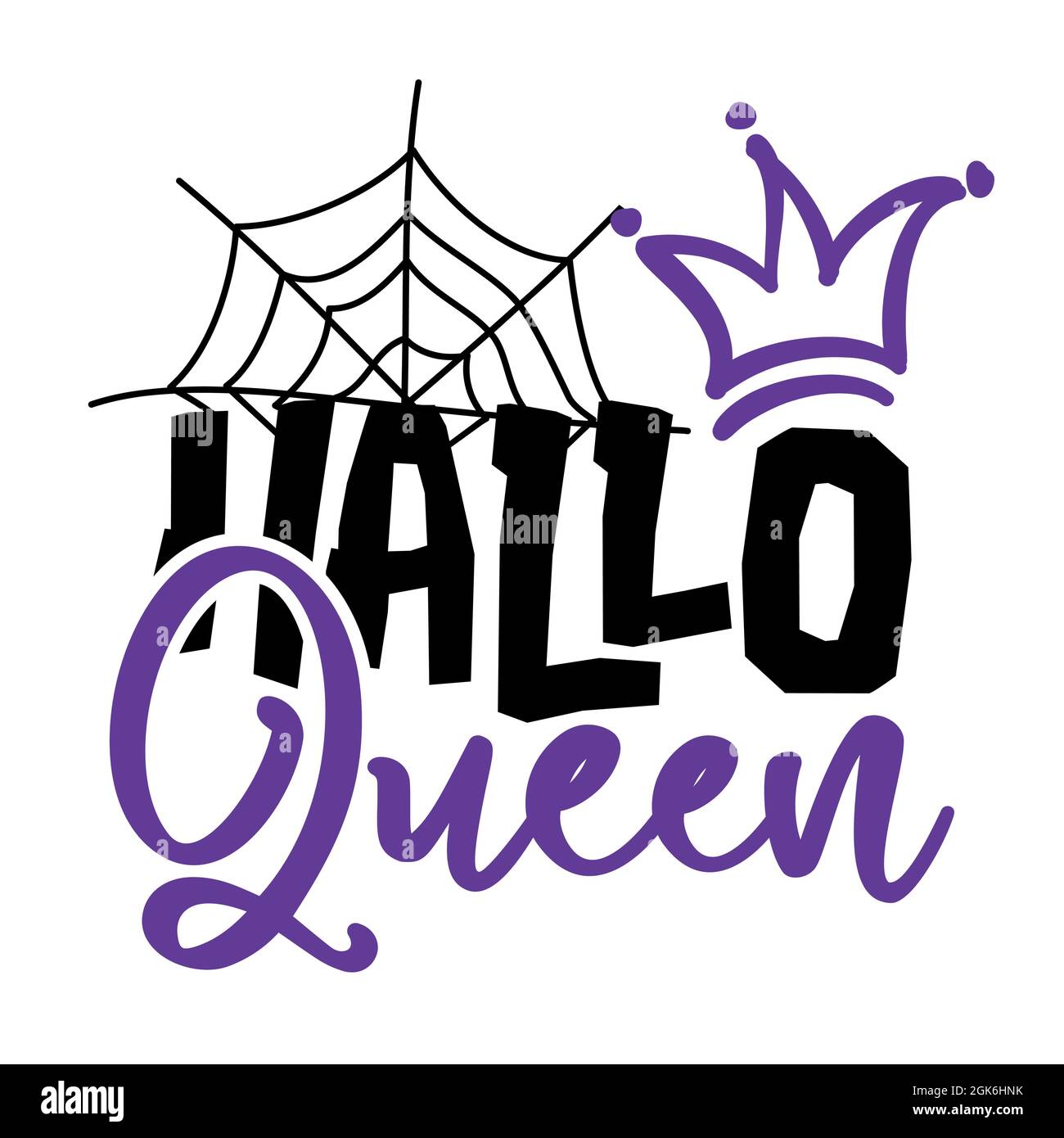 HalloQueen (Halloween Queen) - citazione su sfondo bianco. Divertente scherzo pun. Ideale per t-shirt, tazza, costume, regalo, stampatrice di Halloween. Quot. Vacanze Illustrazione Vettoriale