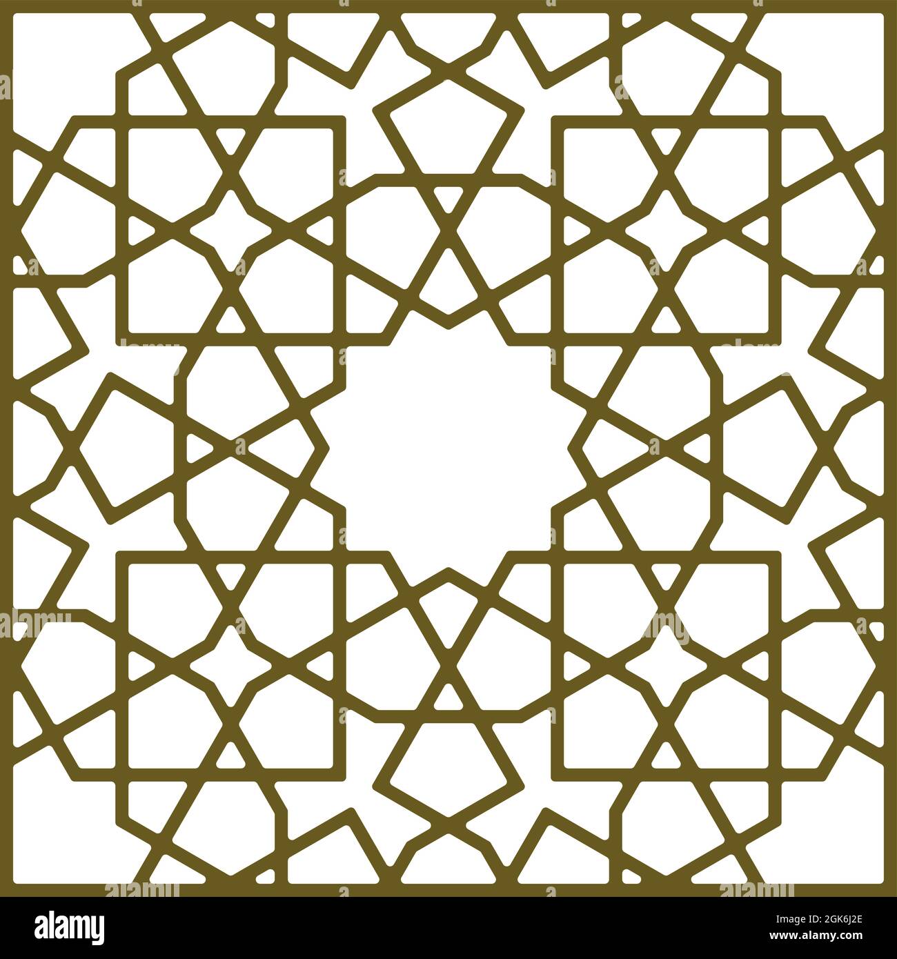 Ornamento geometrico senza giunture basato su arte islamica tradizionale.linee di colore marrone.angoli arrotondati. Illustrazione Vettoriale