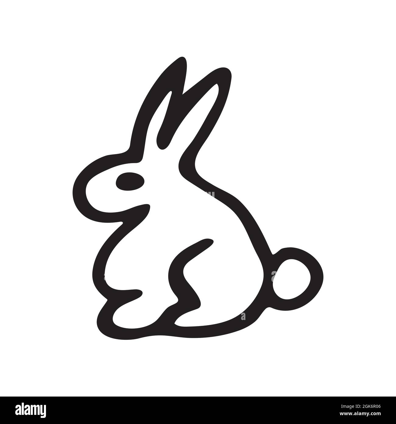 Coniglio di stile di doodle disegnato a mano in vettore. Illustrazione isolata su sfondo bianco. Per design d'interni, carta da parati, imballaggio, poster Illustrazione Vettoriale