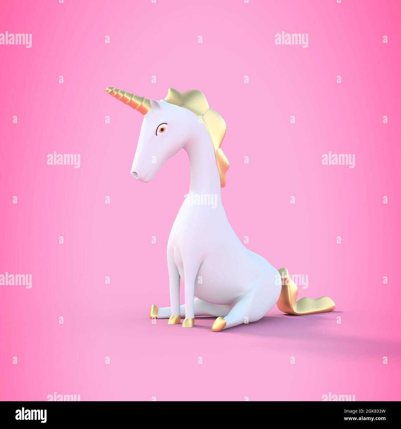 unicorn su sfondo rosa - rendering 3D Foto Stock