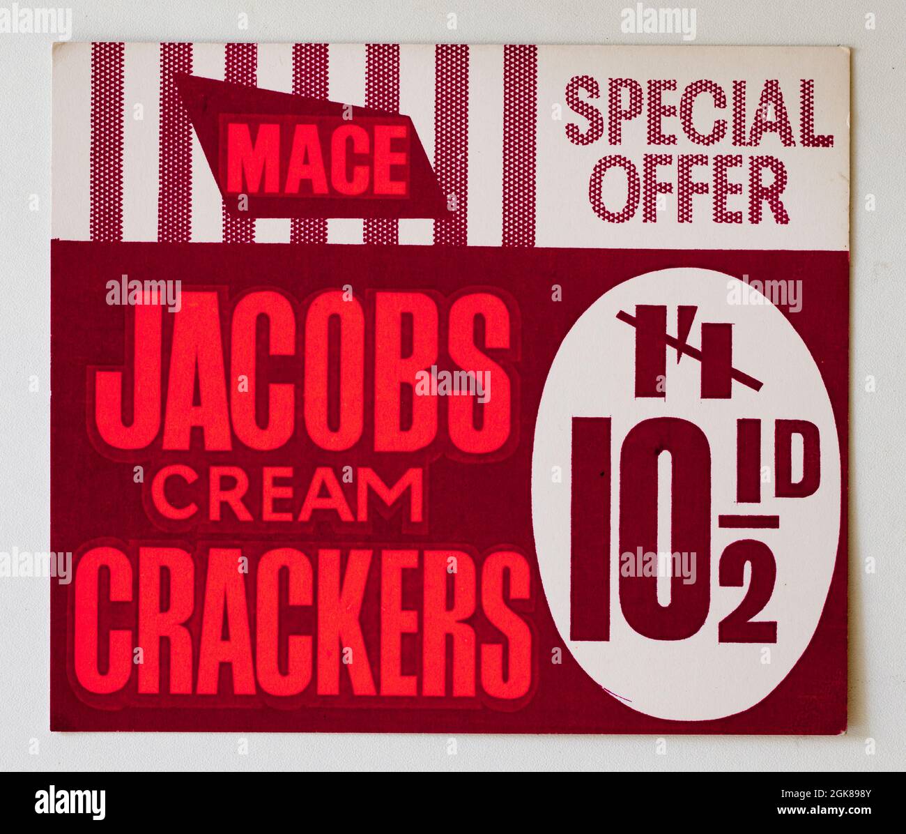 Vintage 1960 Shop Price Display Card - Cracker Jacobs Cream Foto Stock