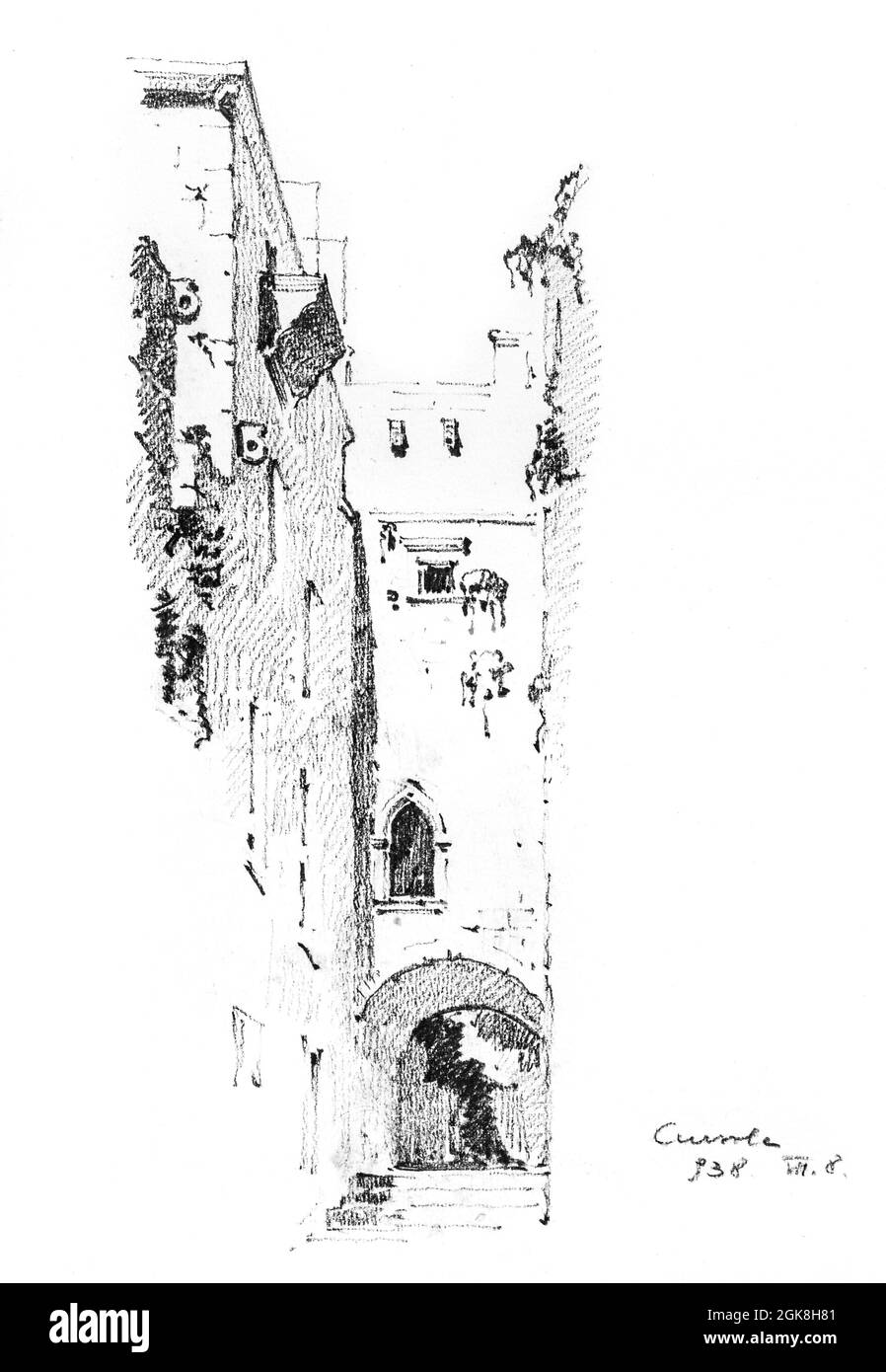 Via medievale a Korcula (Curzola) Isola, Dalmazia, Croazia, disegnato da Gyorgy HARS, 1938 Foto Stock