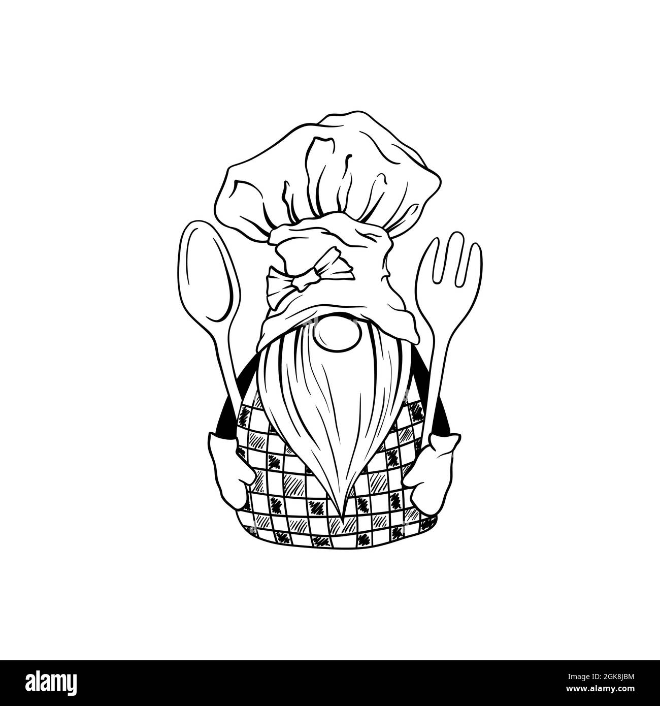 GNOME cuoco chef, capo nano in cappello da cucina toque Illustrazione Vettoriale