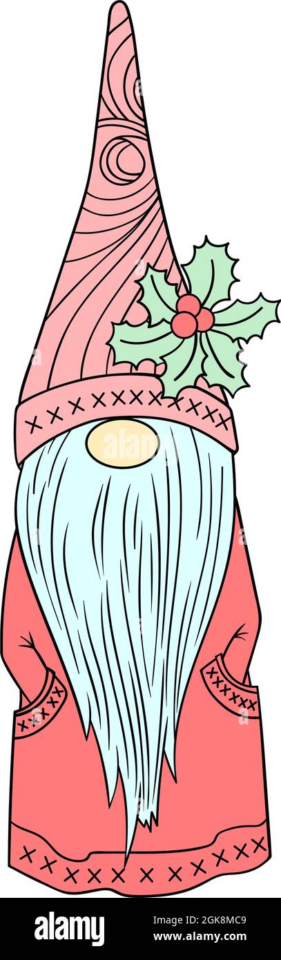 Personaggio Cartoon Santa Gnome, vivaio pastello illustrazione vettoriale Illustrazione Vettoriale