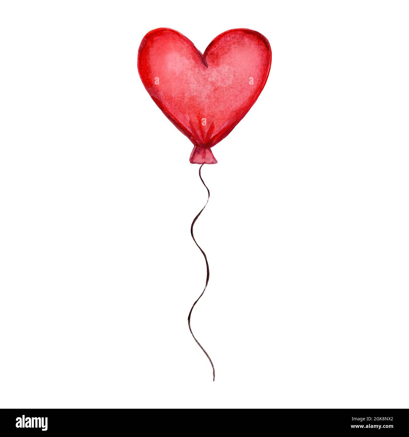 Palloncino rosso a forma di cuore.disegno a mano acquerello illustrazione  Foto stock - Alamy