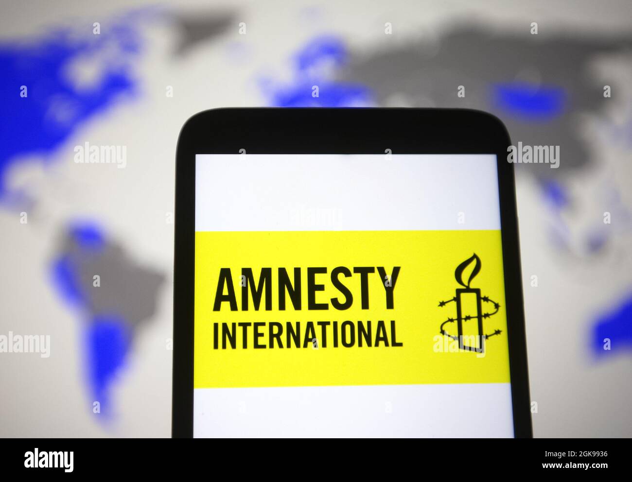 Ucraina. 13 settembre 2021. In questa foto è visibile il logo Amnesty International (ai) sullo schermo di uno smartphone. (Foto di Pavlo Gonchar/SOPA Images/Sipa USA) Credit: Sipa USA/Alamy Live News Foto Stock