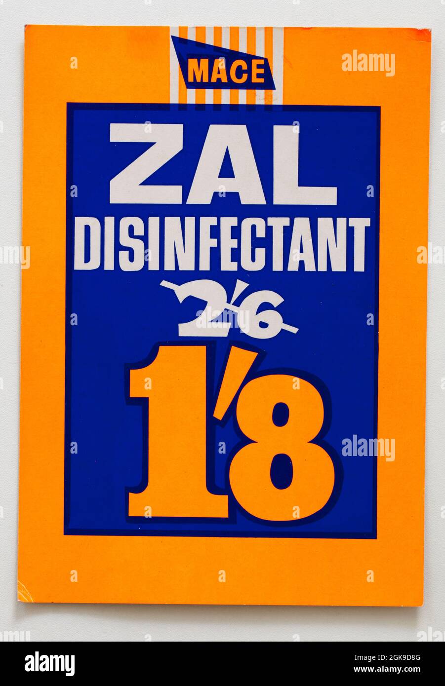 Vintage 1960 Mace Shop Price Display Card - disinfettante Zal Foto Stock