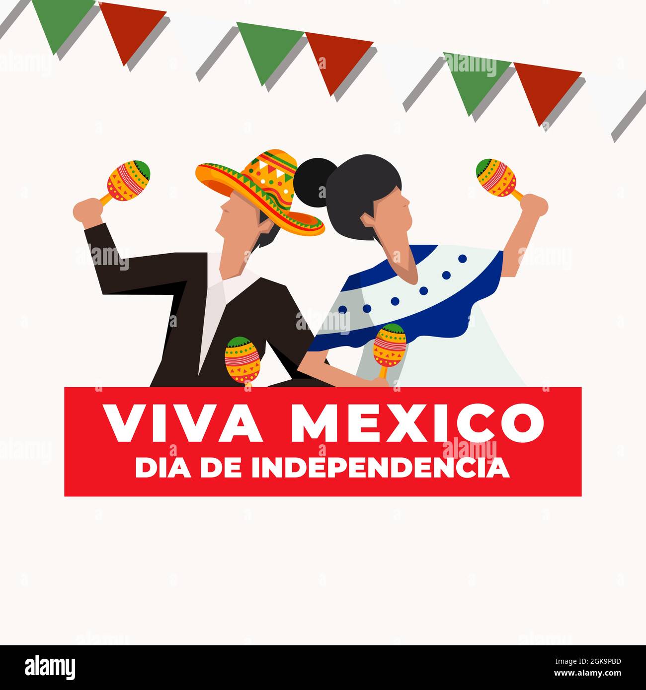 viva mexico dia de independencia con due persone che ballano Illustrazione Vettoriale