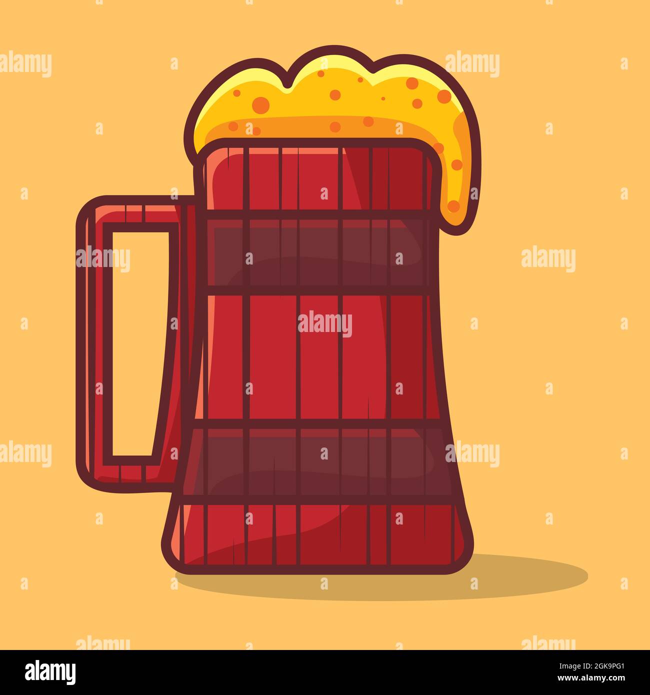 tankard di legno con birra isolato cartoon vettore illustrazione in stile piatto Illustrazione Vettoriale