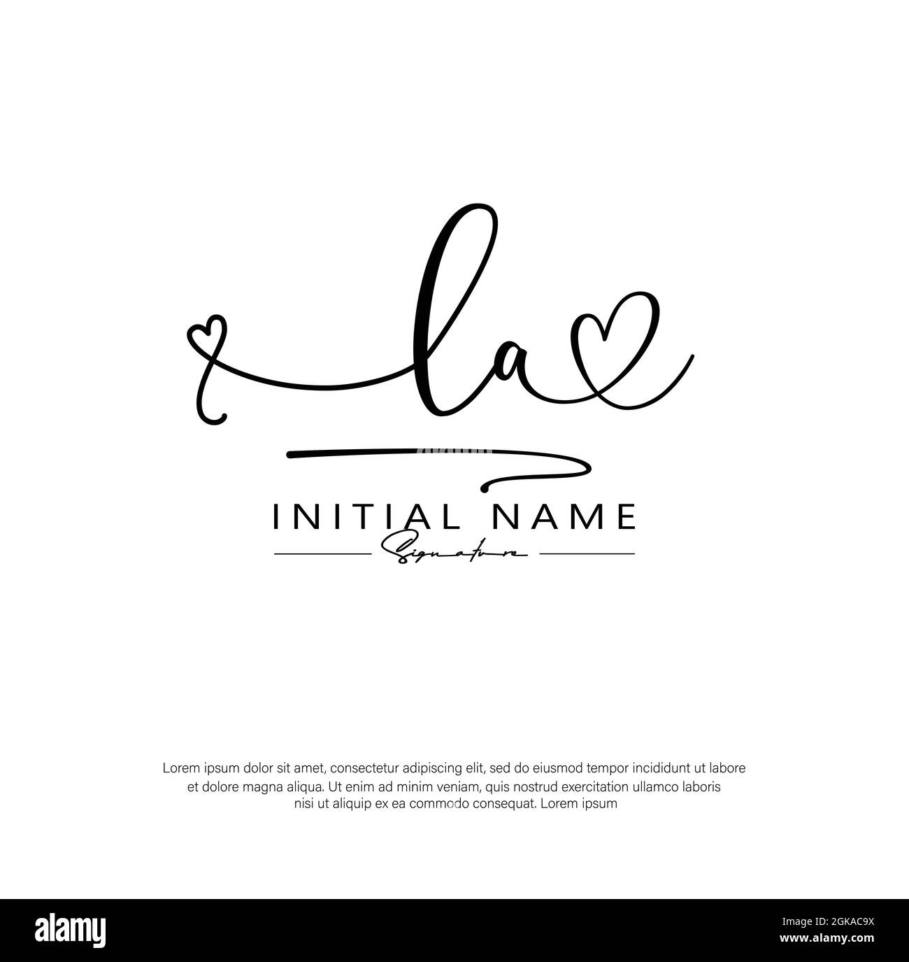 L A LETTERA iniziale SCRITTA a mano E logo firmato LA. Beauty vettoriale logo iniziale .Fashion, boutique, floreale e botanica Illustrazione Vettoriale