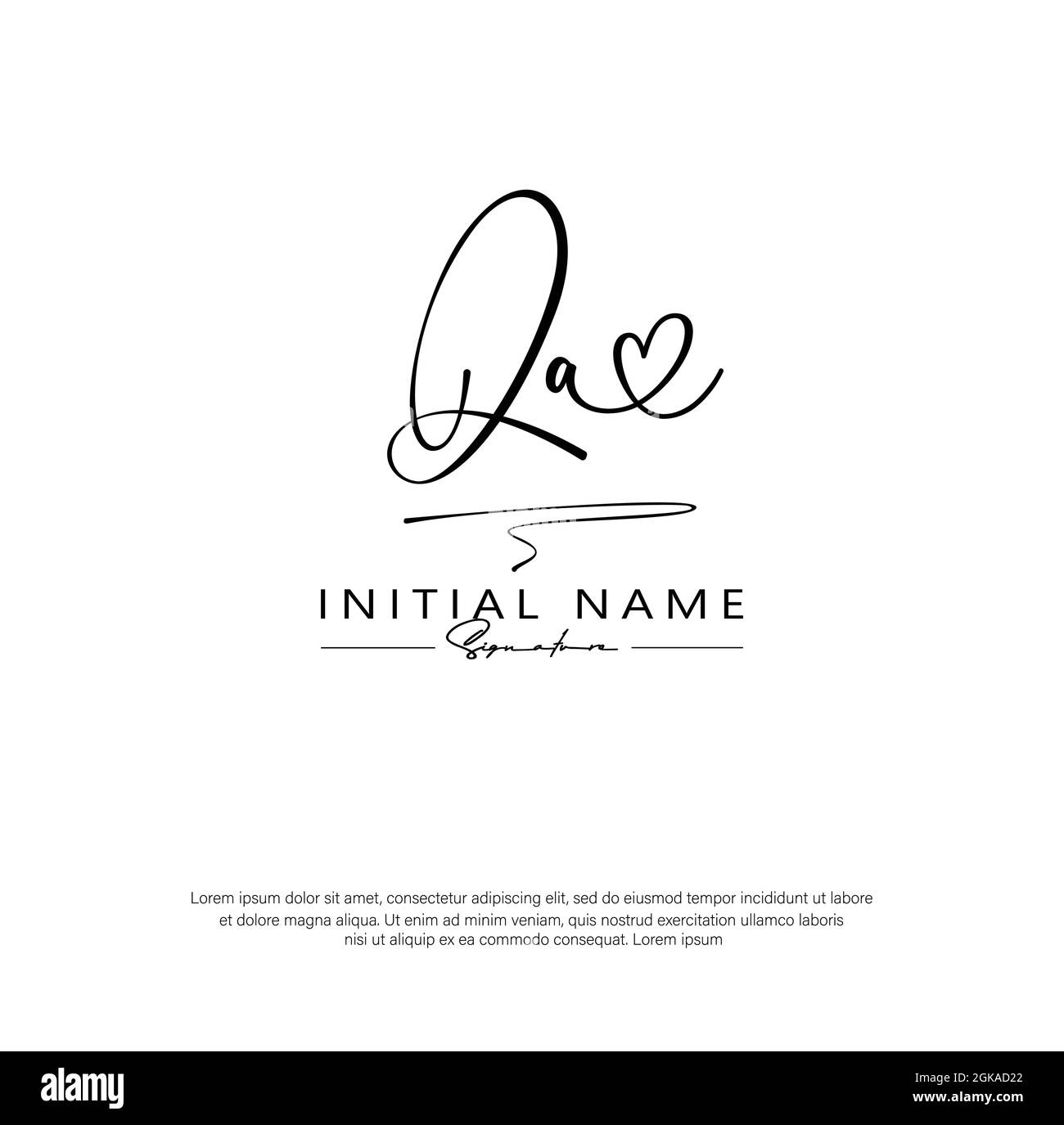 Q una lettera iniziale di QA scritta a mano e logo della firma. Beauty vettoriale logo iniziale .Fashion, boutique, floreale e botanica Illustrazione Vettoriale