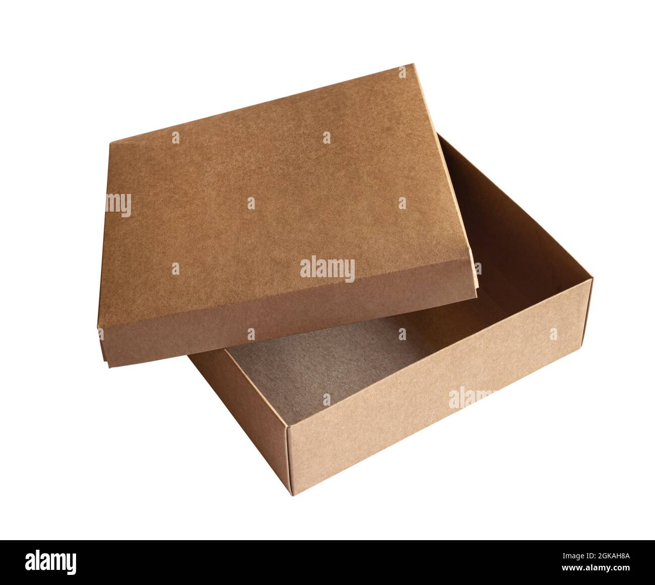 Aprire la scatola di cartone isolati su sfondo bianco Foto Stock