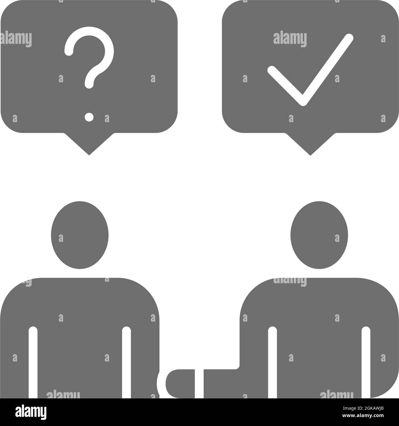 L'uomo risponde alle domande, la gente con bolla di discorso, la comunicazione icona grigia. Illustrazione Vettoriale