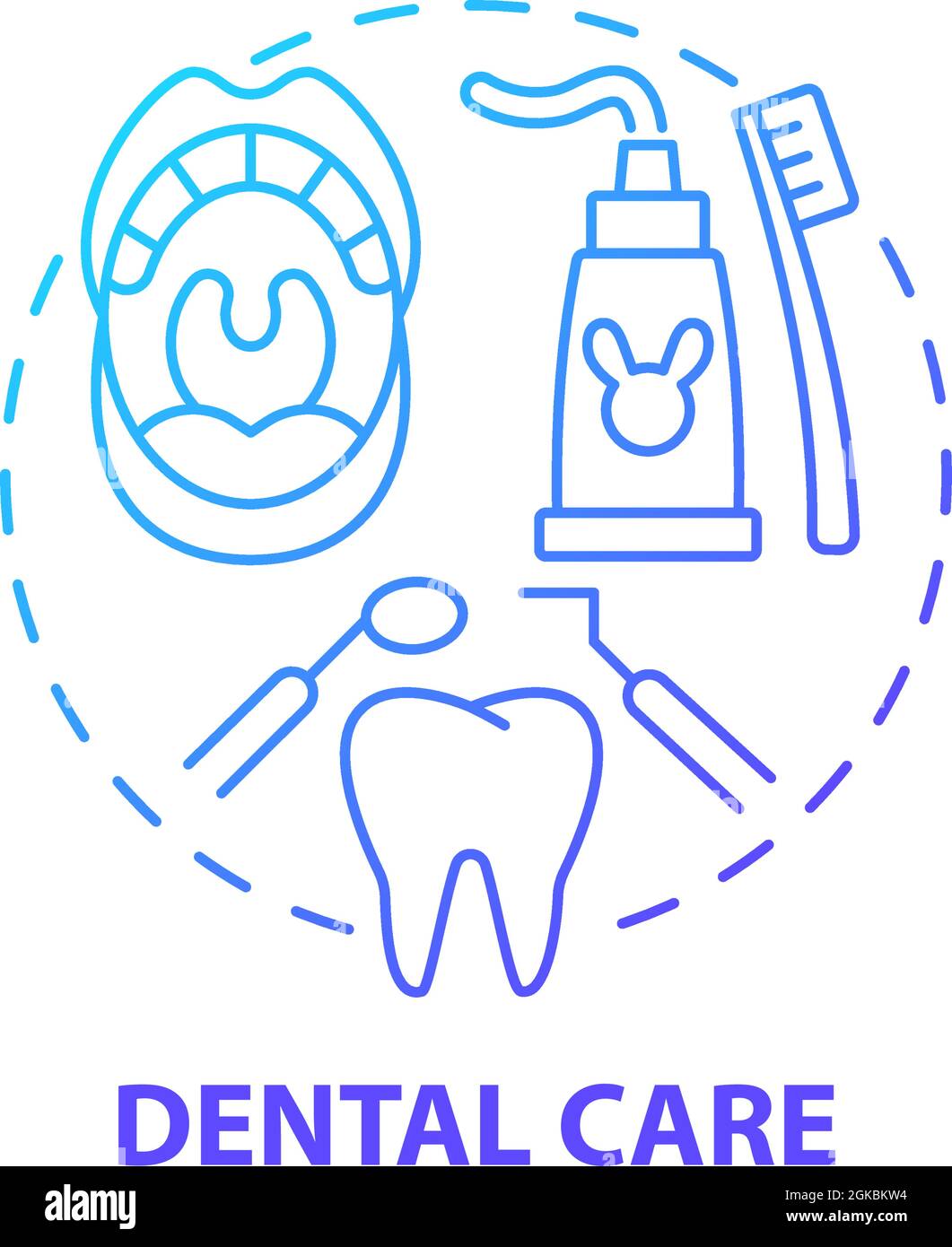 Icona del concetto di gradiente blu per la cura dei denti Illustrazione Vettoriale