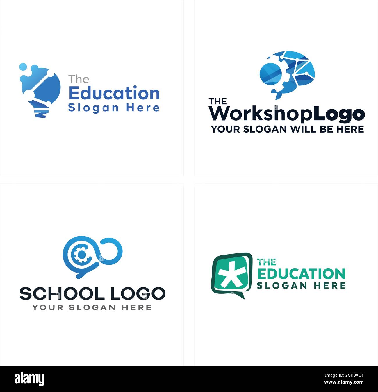 Education Brain TECH lampadina innovazione logo design Illustrazione Vettoriale