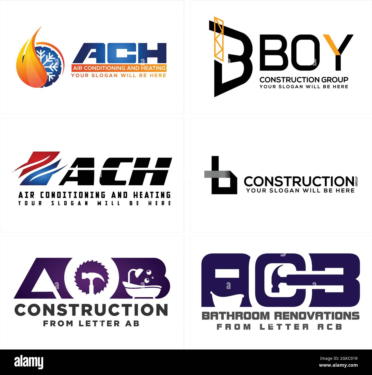 Design con logo per lavori di ristrutturazione industriale Illustrazione Vettoriale