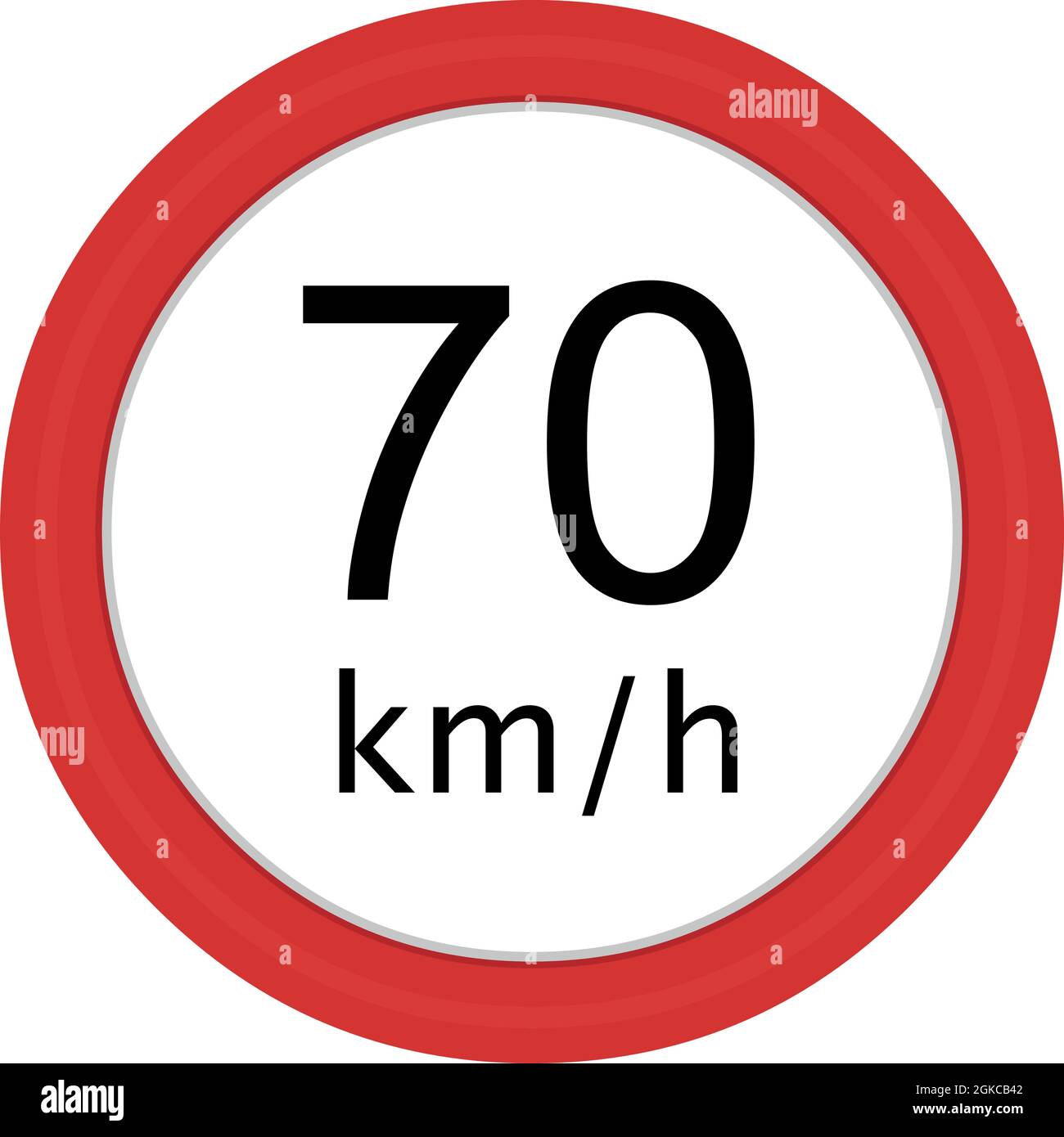 Illustrazione vettoriale della segnaletica stradale, velocità massima 70 km per ora Illustrazione Vettoriale