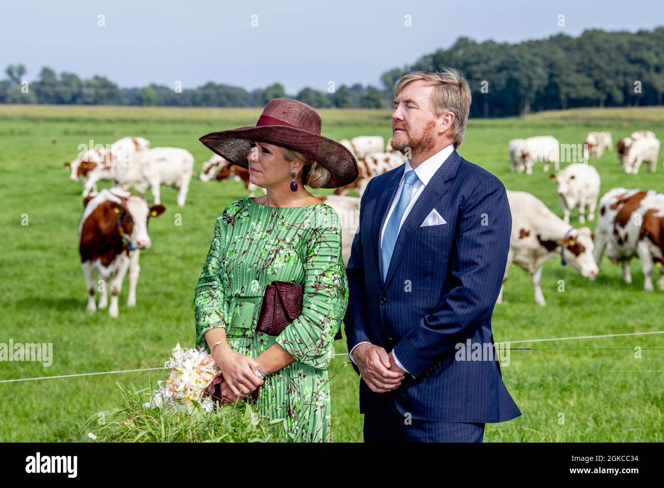 La regina Maxima e il re Willem dei Paesi Bassi ascoltano le spiegazioni durante una visita regionale a Olst-Wijhe, provincia di Overijssel, Paesi Bassi, il 14 settembre 20121. La visita regionale è stata dominata dalla capacità della regione di adattarsi continuamente alle nuove circostanze lavorando insieme. Foto di Robin Utrecht/ABACAPRESS.COM Foto Stock