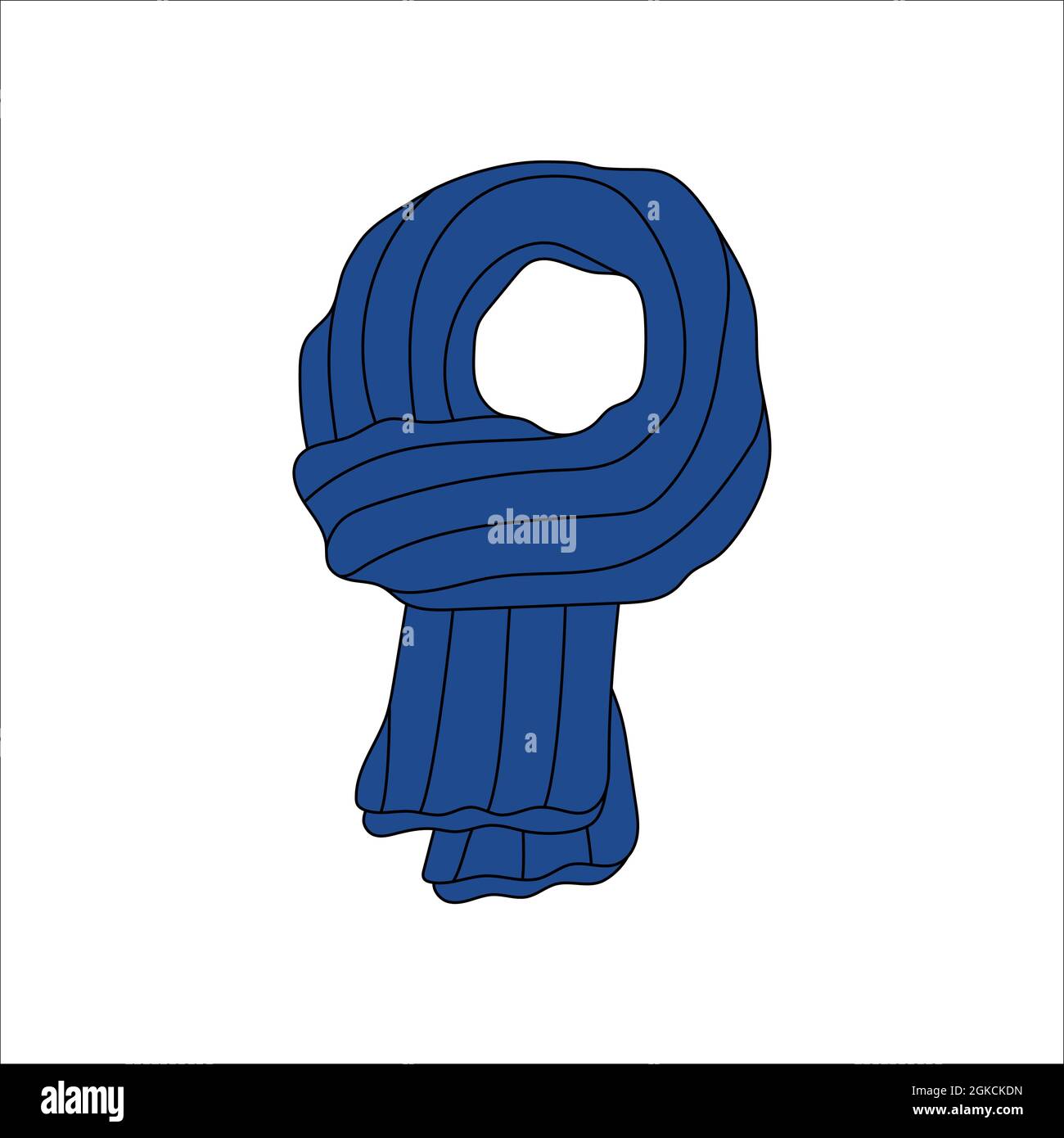 Design sciarpa Doodle. Inverno vettore colorato illustrazione isolato su sfondo bianco. Illustrazione Vettoriale