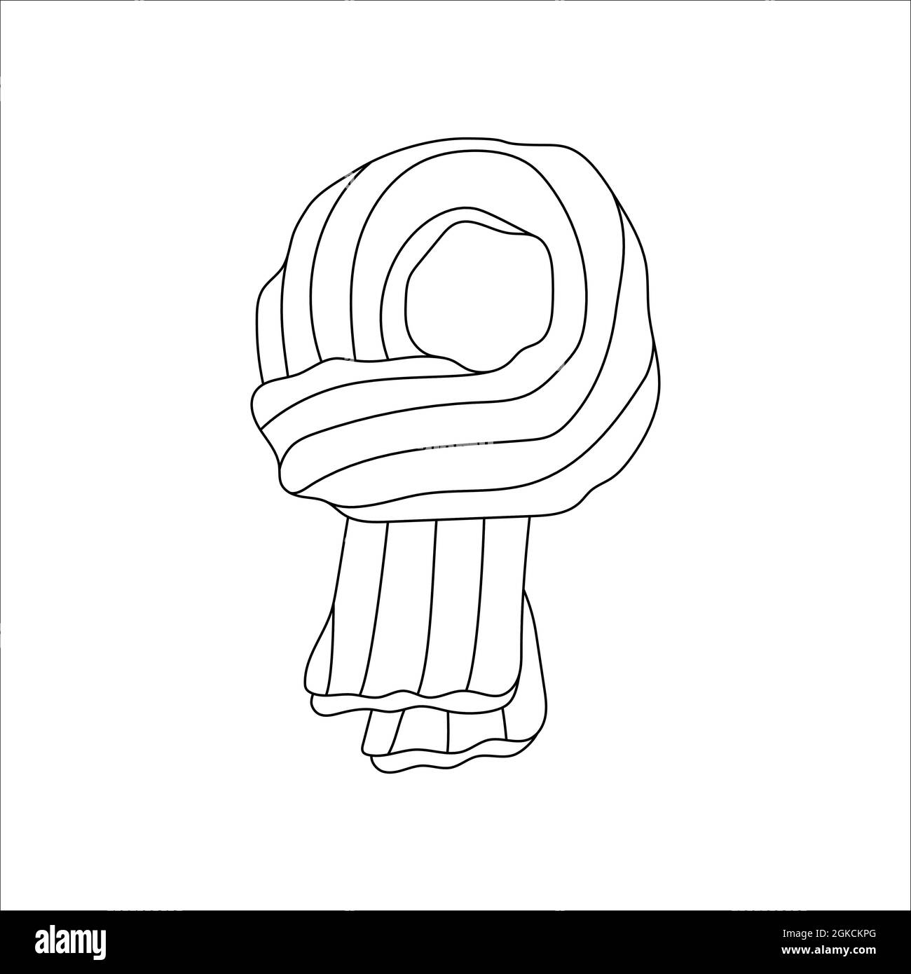 Design sciarpa Doodle. Illustrazione vettoriale invernale isolata su sfondo bianco. Illustrazione Vettoriale