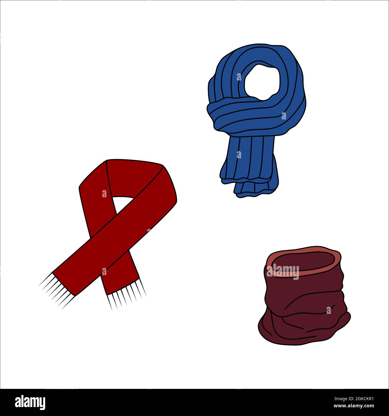 Set di scarpetta Doodle. Inverno vettore colorato illustrazione isolato su sfondo bianco. Illustrazione Vettoriale