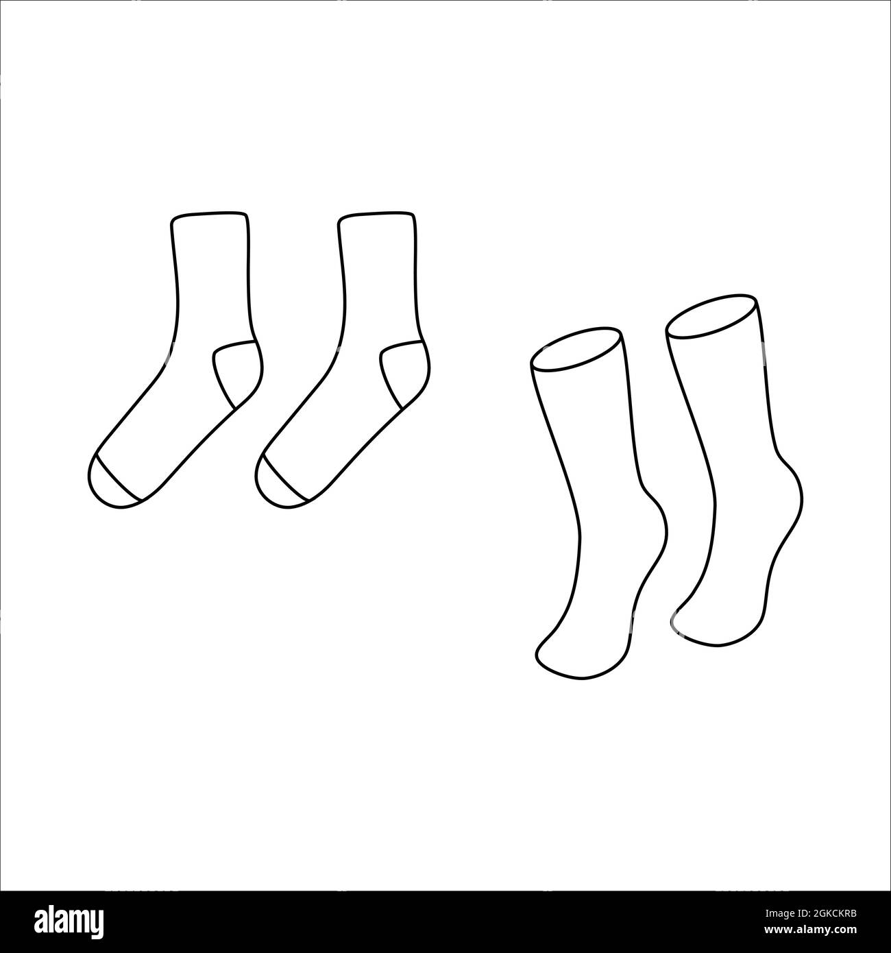 Calze Doodle design. Illustrazione vettoriale invernale isolata su sfondo bianco. Illustrazione Vettoriale