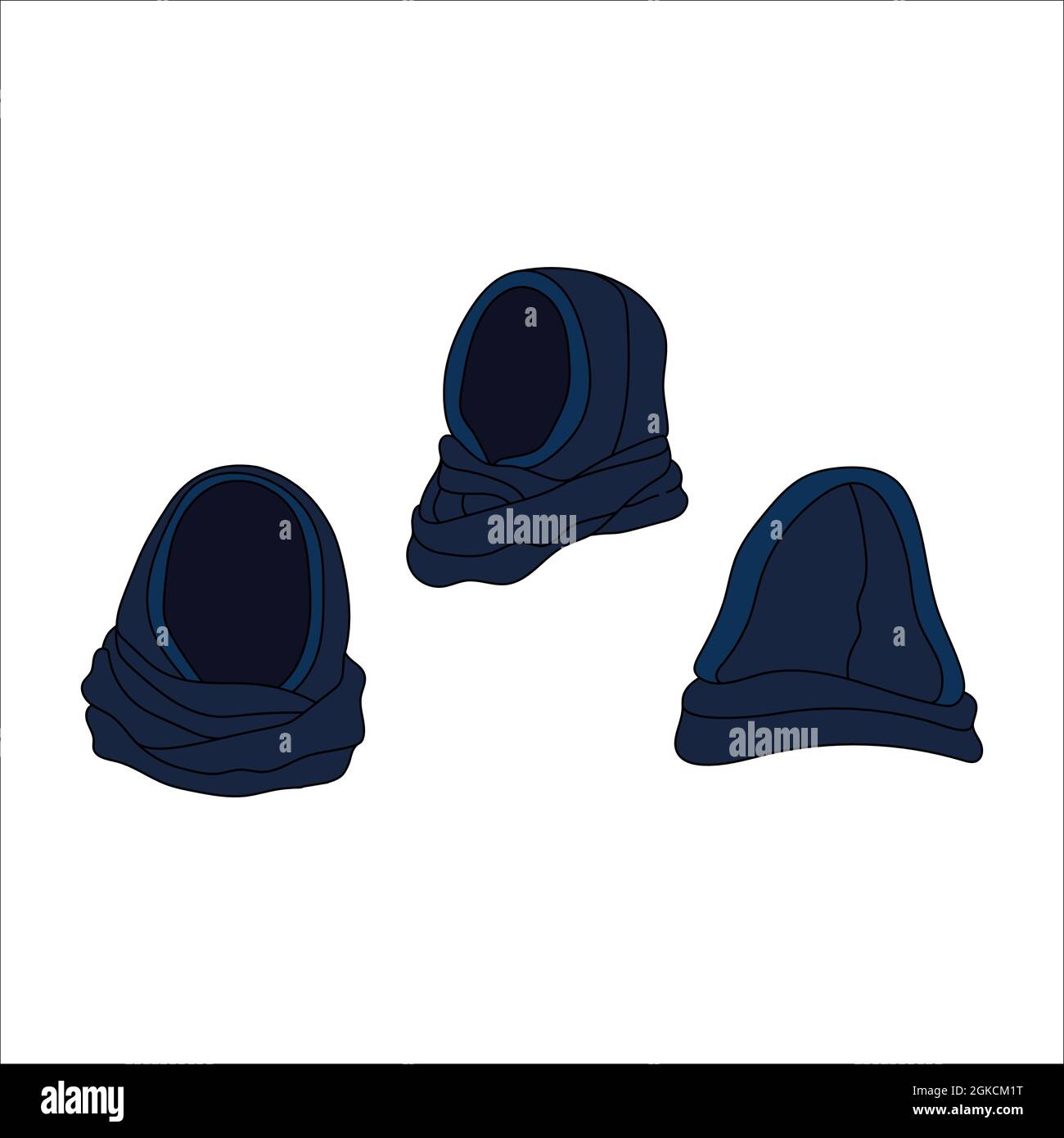 Cappello di Doodle snood design. Inverno vettore colorato illustrazione isolato su sfondo bianco. Illustrazione Vettoriale