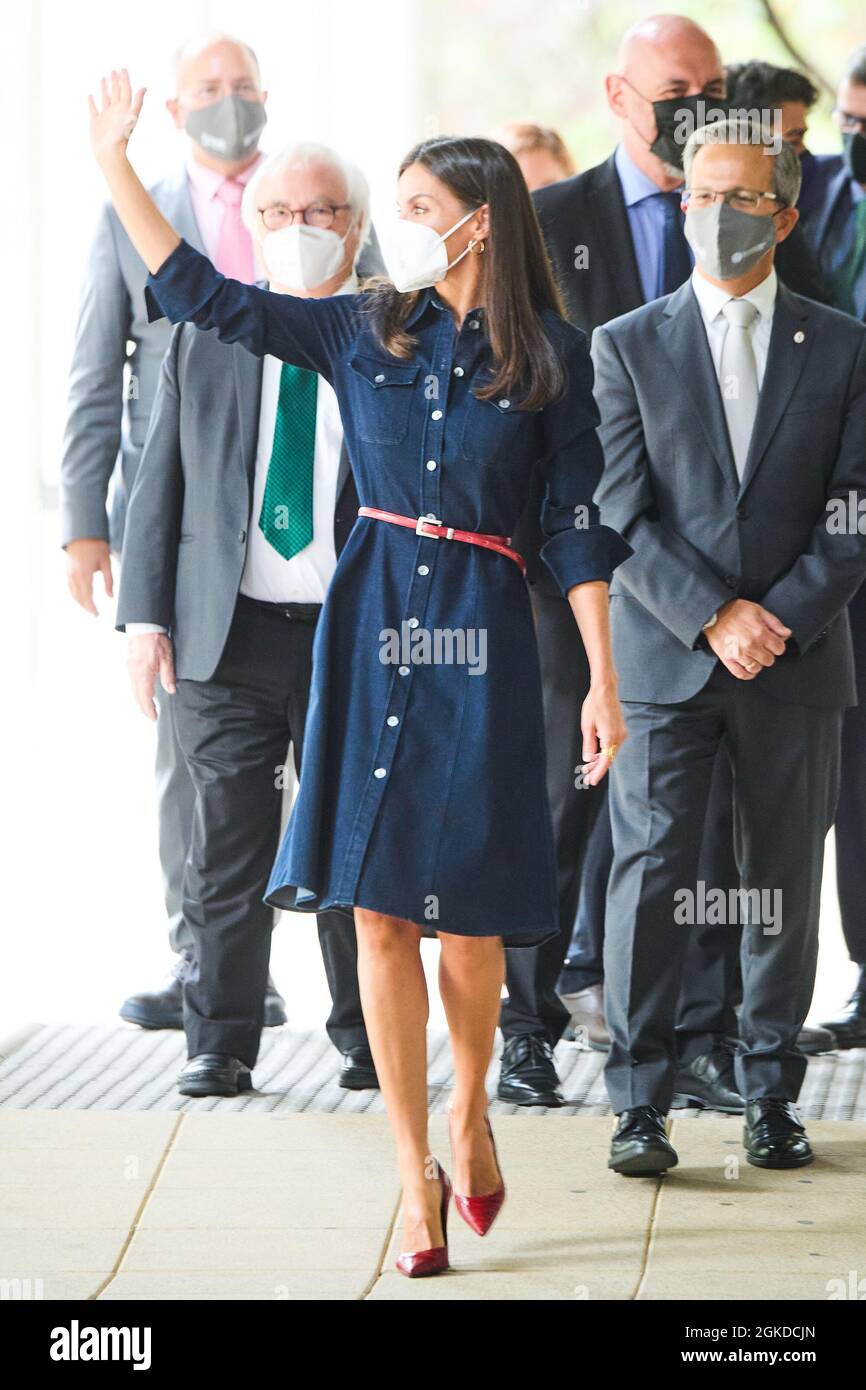 Madrid, Spagna. 14 settembre 2021. Letizia Ortiz Rocasolano Regina di Spagna e moglie di Re Felipe VI partecipa alla celebrazione del 50° anniversario della creazione della Facoltà di Scienze dell'informazione presso l'Università Complutense. Credit: SOPA Images Limited/Alamy Live News Foto Stock