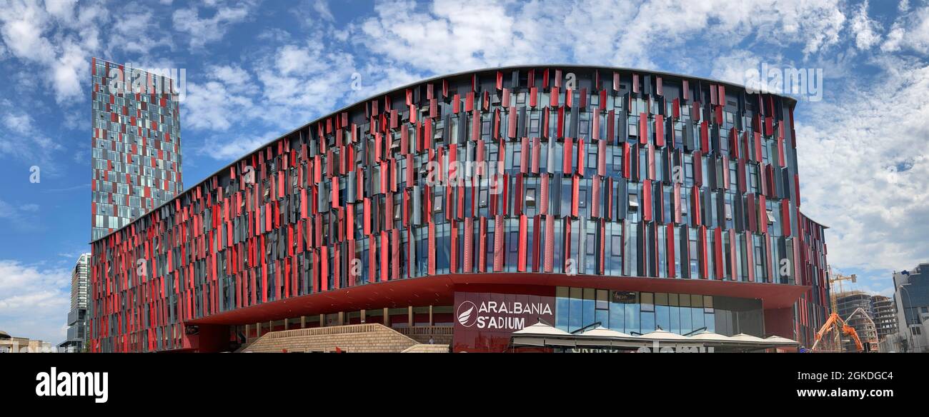 Albania, Tirana - 5 settembre 2021: Stadio Air Albania per la prima volta in assoluto finale della Europa Conference League Foto Stock