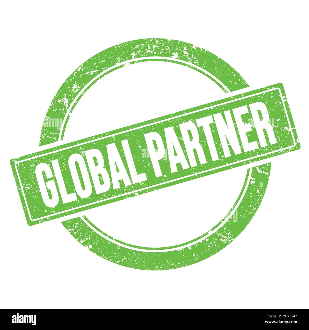 Testo DEL PARTNER GLOBALE sul francobollo verde grungo rotondo vintage. Foto Stock