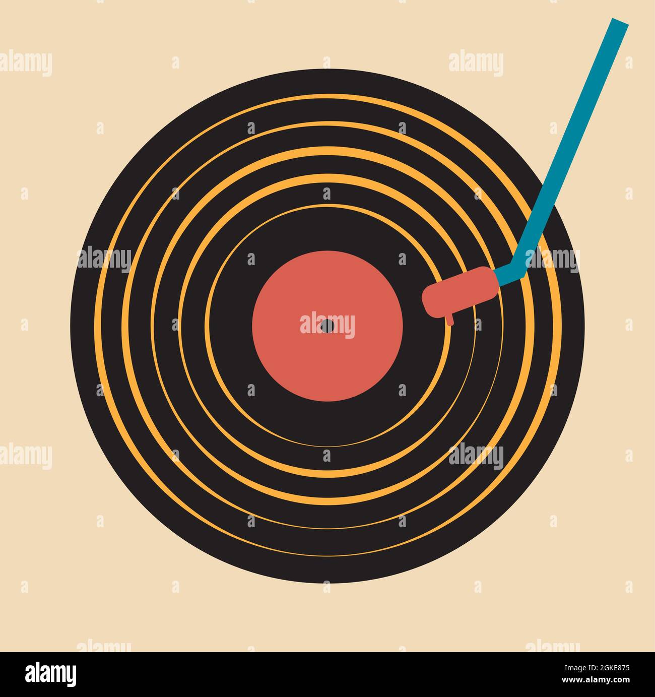 I Love Vector design giradischi retro Vinyl Illustrazione Vettoriale