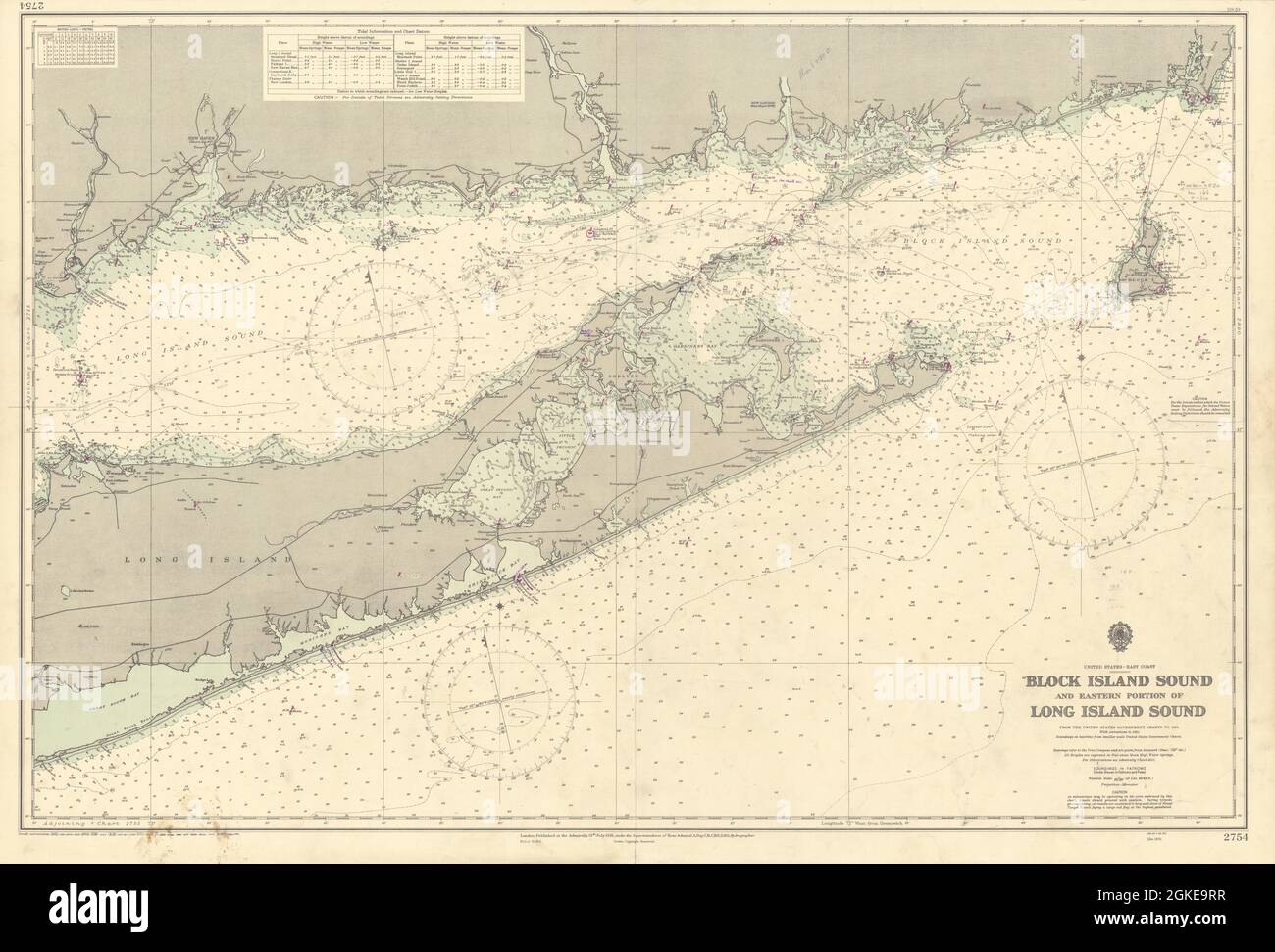 Long Island Block Island Sound Connecticut Coast grafico 1951 (1955) mappa Foto Stock