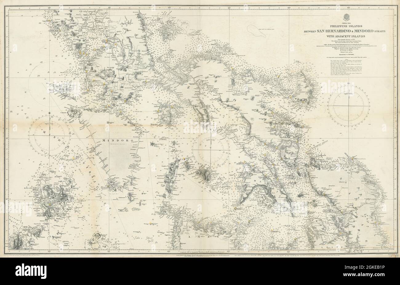 Filippine. Luzon Meridionale Mindoro Visayas. MAPPA DELL'ADMIRALTY Sea chart 1866 (1912) Foto Stock