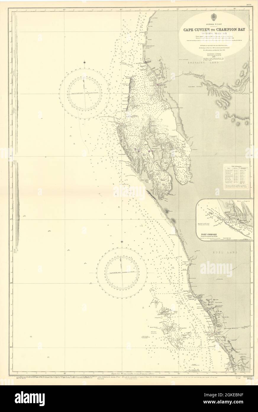 Australia Occidentale Gascoyne Shark Bay ADMIRALTY Sea chart 1879 (1954) vecchia mappa Foto Stock