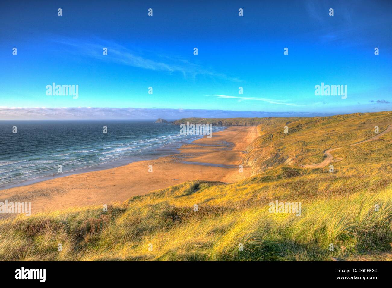 Perran Sands Beach Perranporth Cornovaglia UK migliori spiagge sabbiose Cornish Foto Stock
