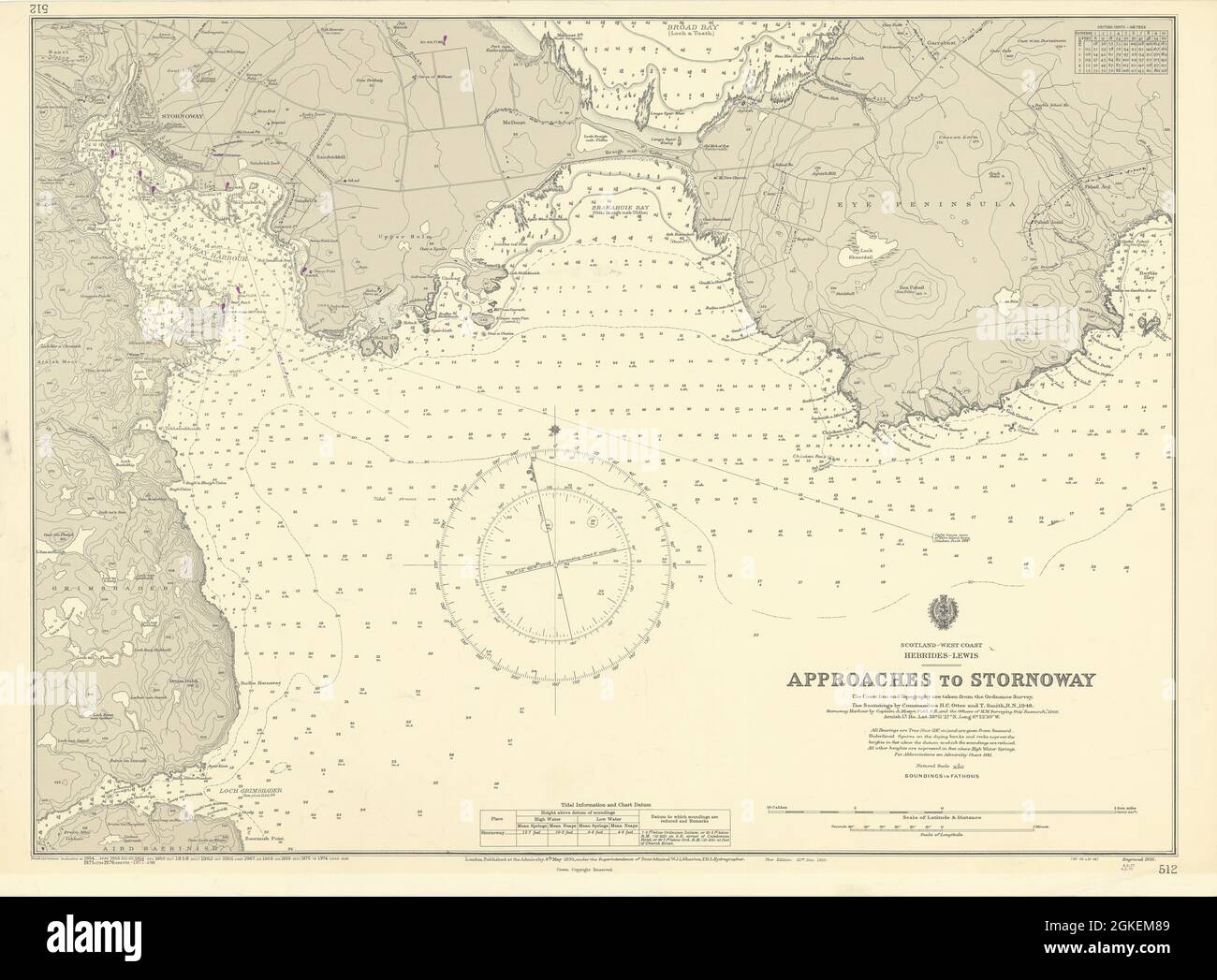 Stornoway si avvicina alle Hebrides Lewis Scozia ADMIRALTY SEA chart 1895 (1977) map Foto Stock