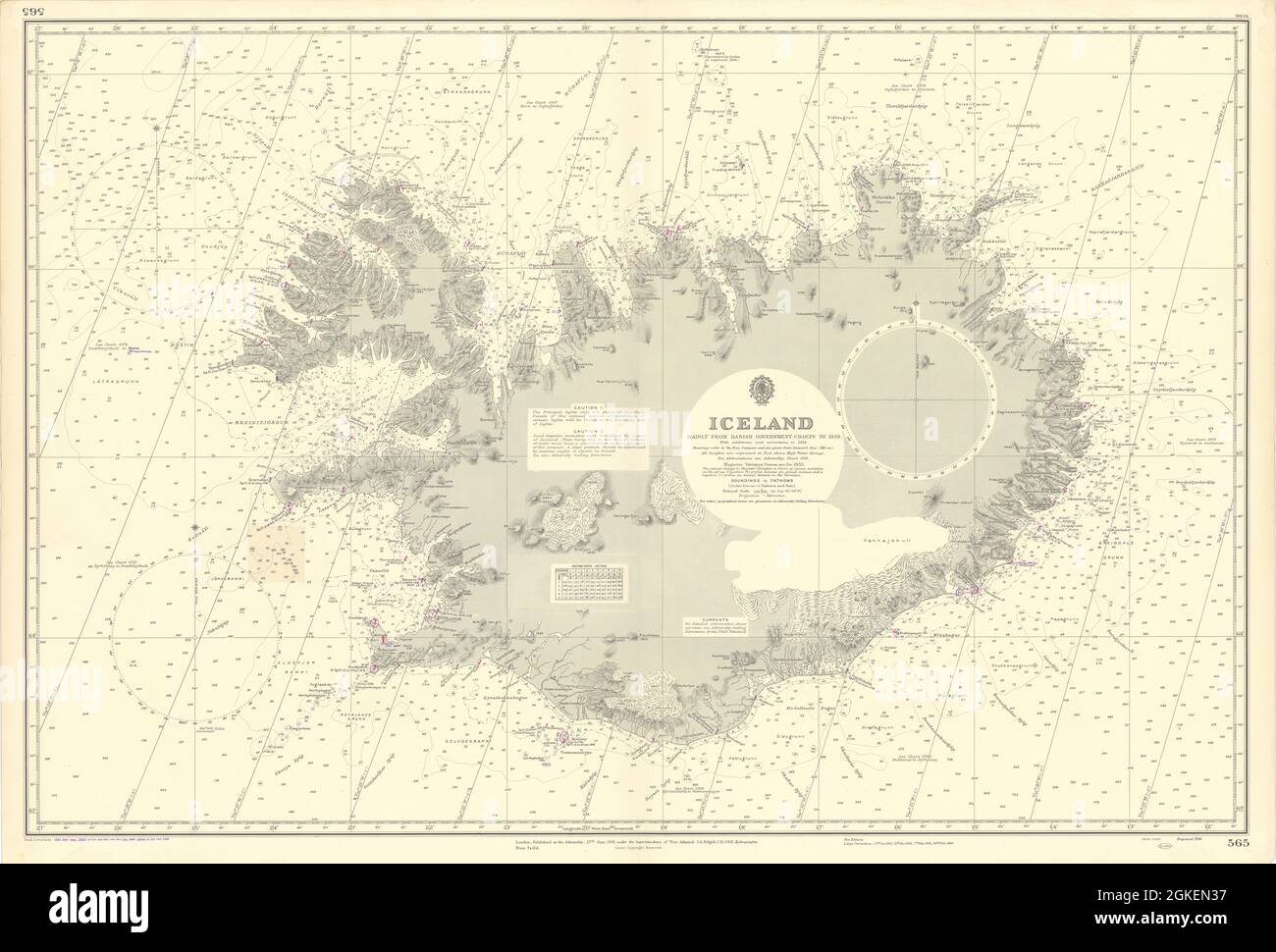 Islanda. Mare di Norvegia. Nord Atlantico. MAPPA DELL'ADMIRALTY Sea chart 1941 (1956) Foto Stock