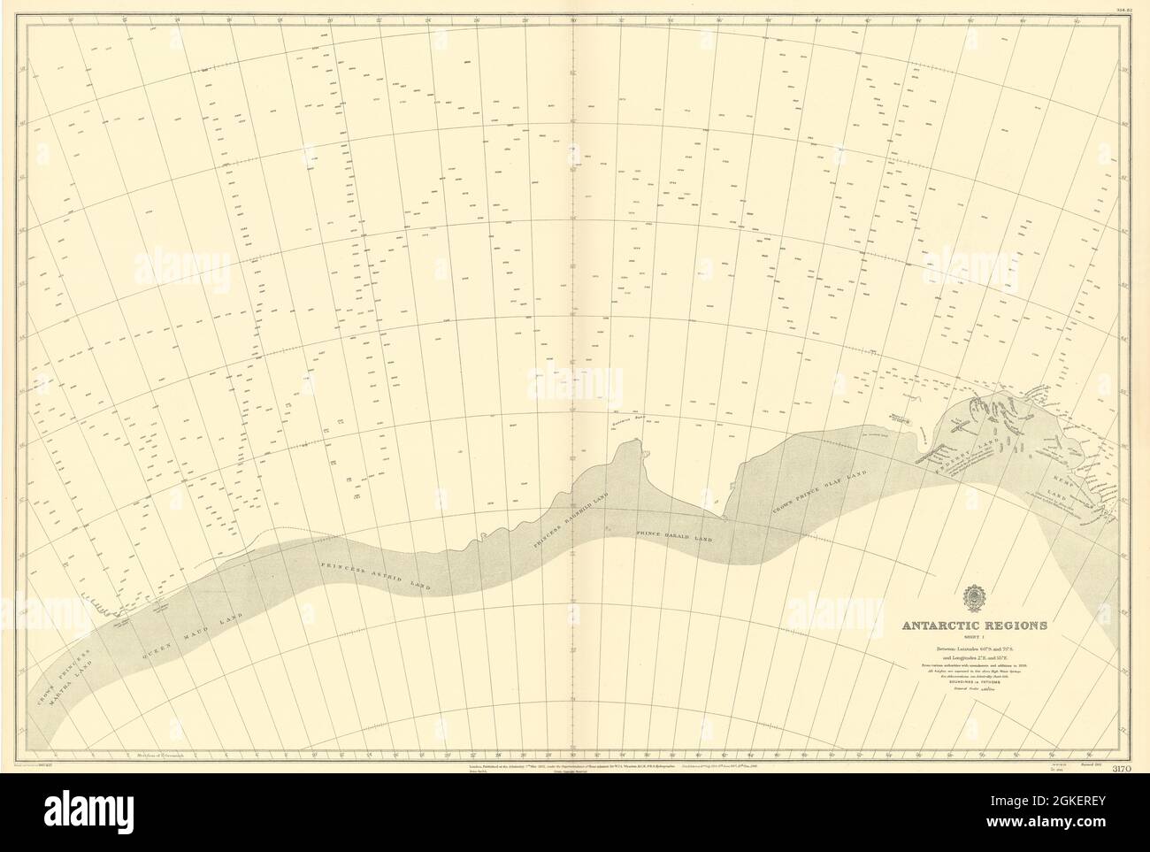 Antartide 60-75˚S 2-55˚e Enderby Kemp Maud Mappa AMMIRAGLIATO 1901 (1947) mappa Foto Stock