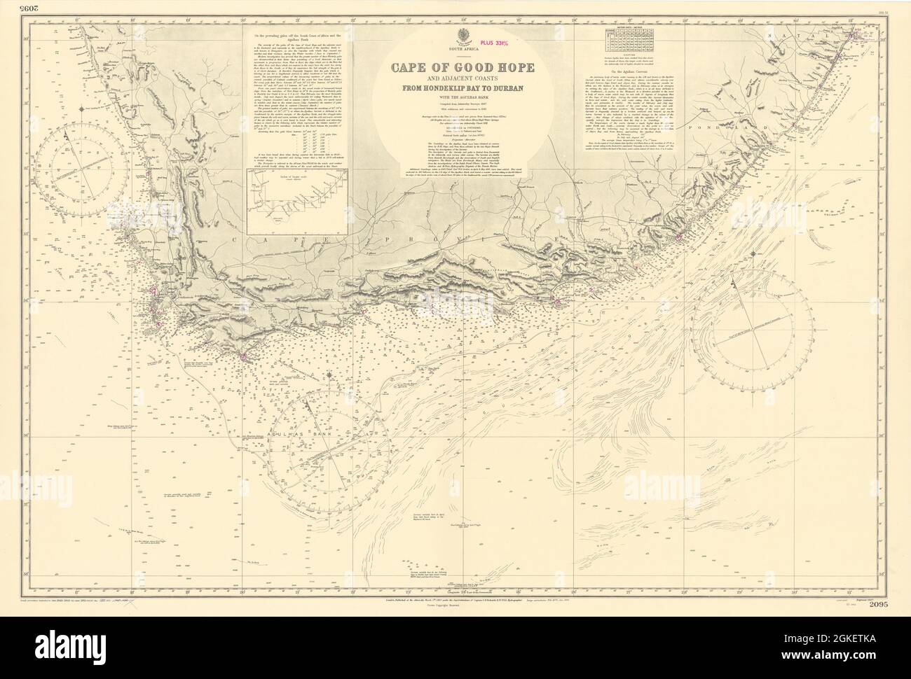 Capo di buona speranza costa Sudafrica AMMIRAGLIATO mare grafico 1867 (1953) vecchia mappa Foto Stock