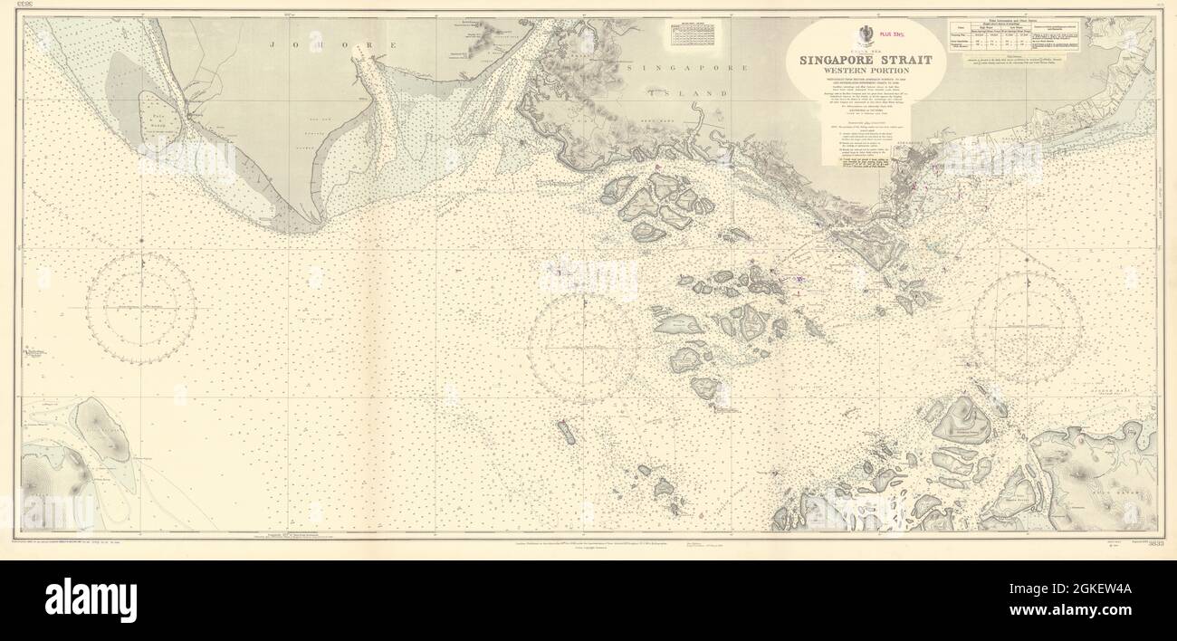 Parte occidentale dello stretto di Singapore. Mare della Cina. MAPPA DELL'ADMIRALTY Sea chart 1930 (1954) Foto Stock