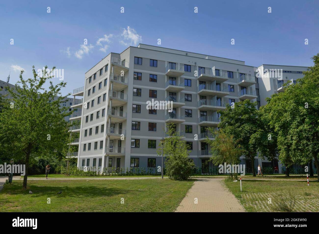 Nuova costruzione di appartamenti, edilizia residenziale, costruzione di lastre prefabbricate, Flaemingstrasse 70, Ahrensfelde, Marzahn, Marzahn-Hellersdorf, Berlino Foto Stock