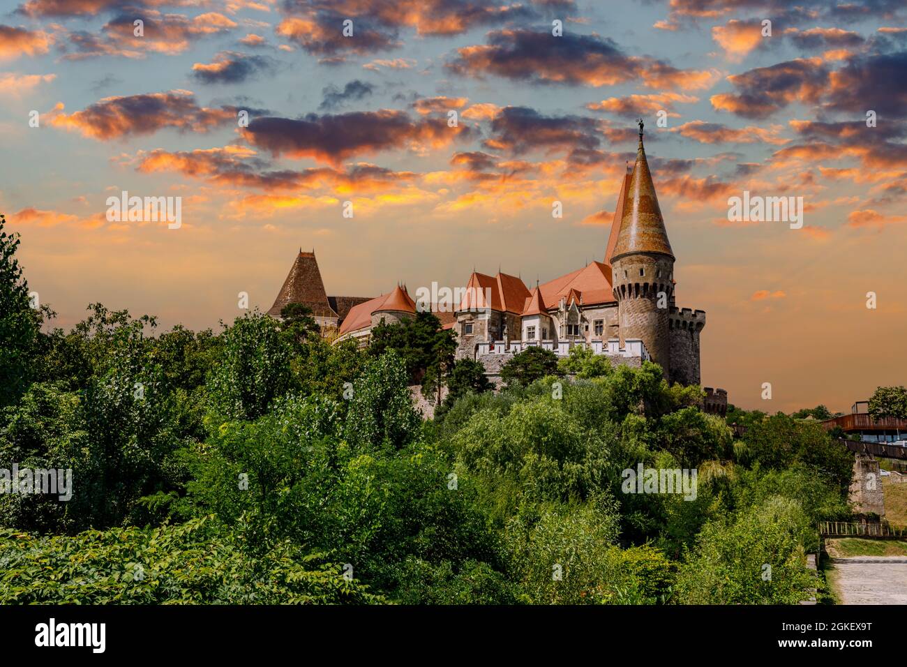Il Castello di Hunedoara in Romania Foto Stock