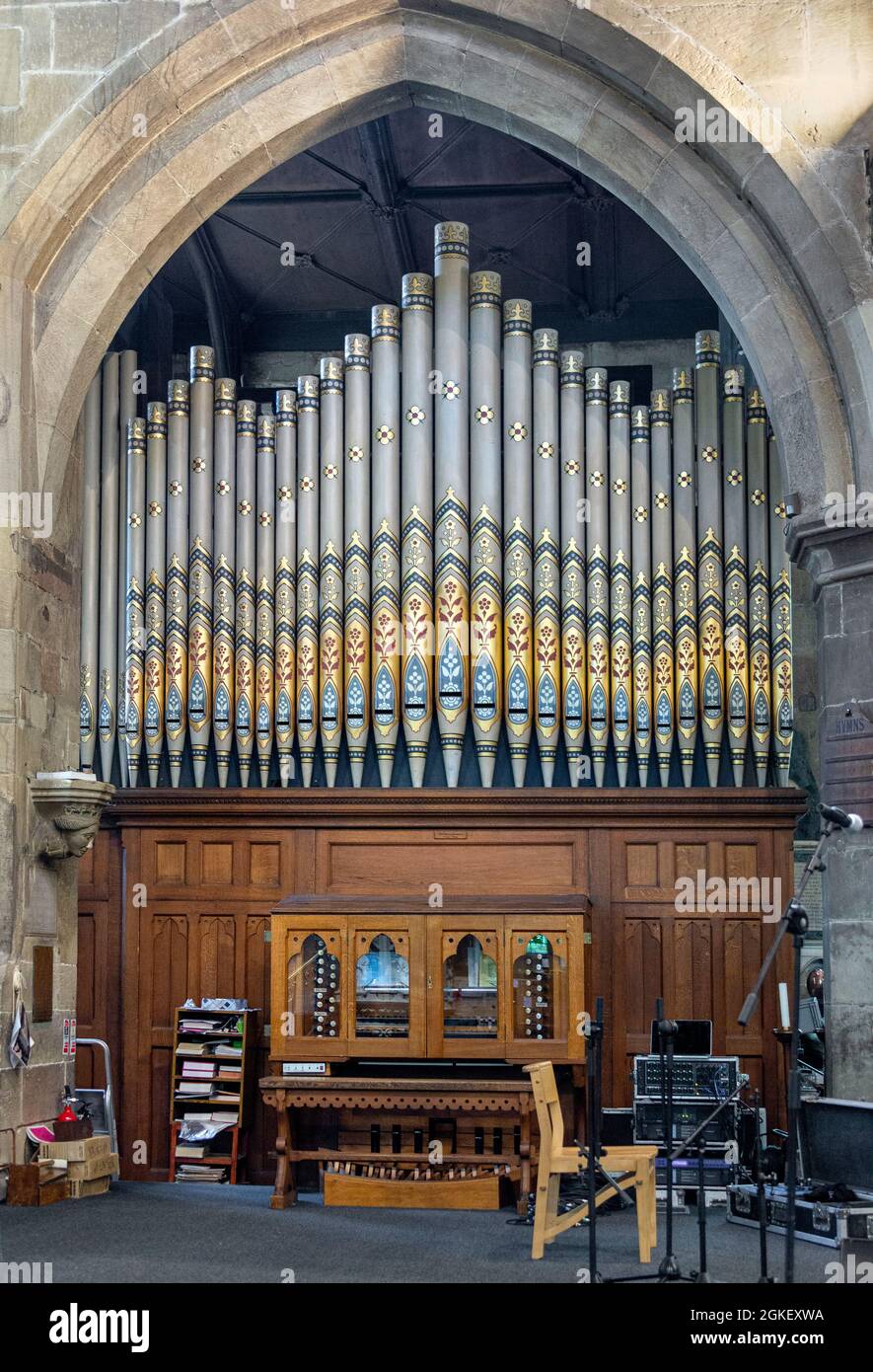 St Giles Church, è la chiesa parrocchiale di Wrexham, Galles. A Grade i elencato building.The tomba di Elihu Yale, benefattore di Yale University si trova. Foto Stock