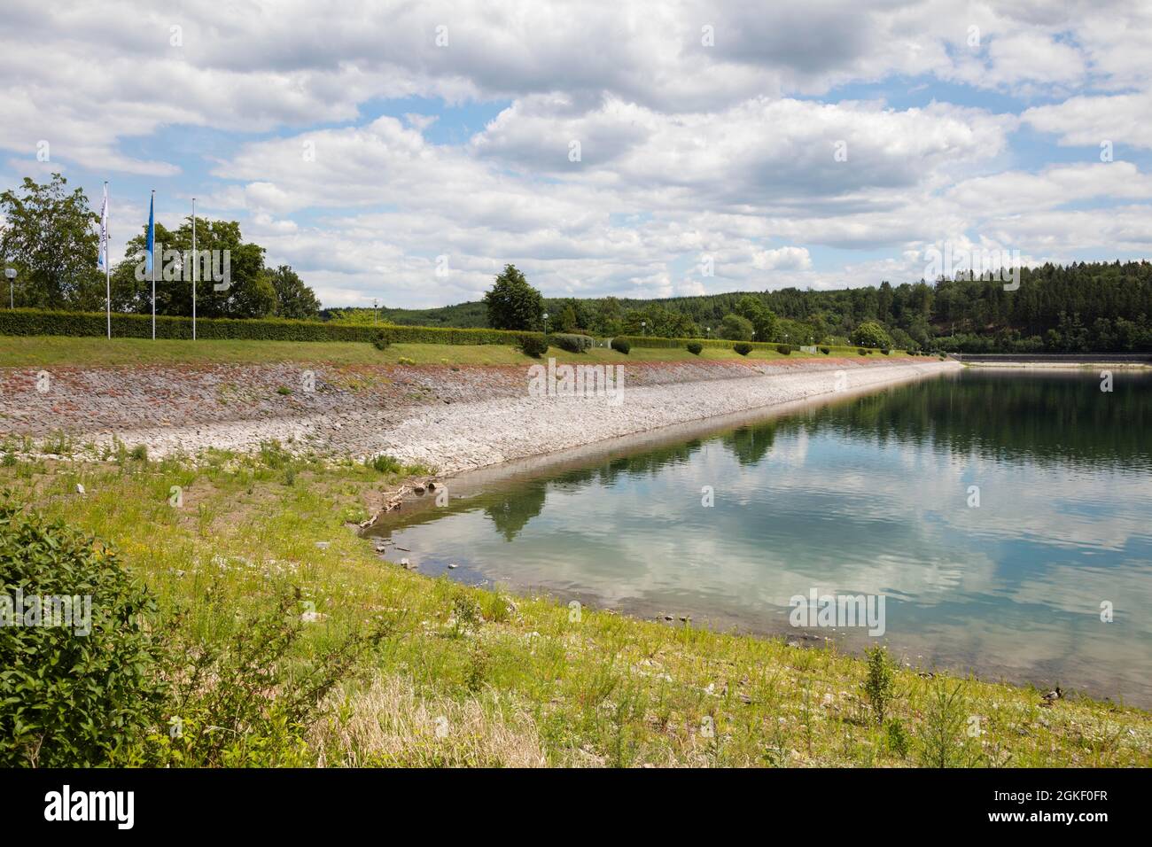 Dam, Sorbedamm, Sorbesee, Sorbetalsperre, Langscheid, Sauerland, Renania settentrionale-Vestfalia, Germania Foto Stock