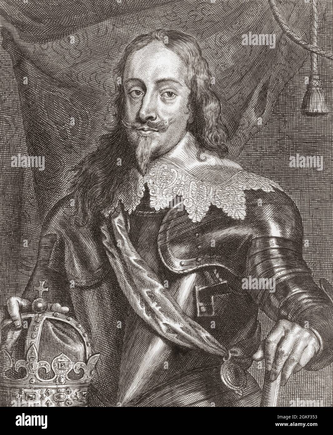 Charles i, 1600-1649. Re d'Inghilterra, Scozia e Irlanda. Da un'incisione dopo un dipinto di Anthony van Dyck. Foto Stock
