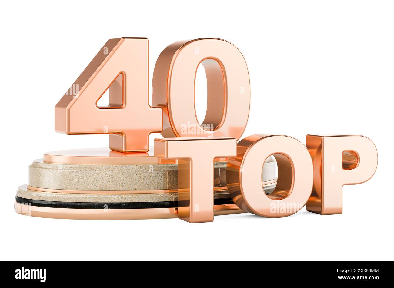 Top 40, premio podio. Rendering 3D isolato su sfondo bianco Foto Stock