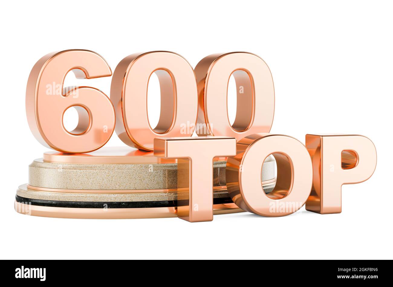 Top 600, premio podio. Rendering 3D isolato su sfondo bianco Foto Stock